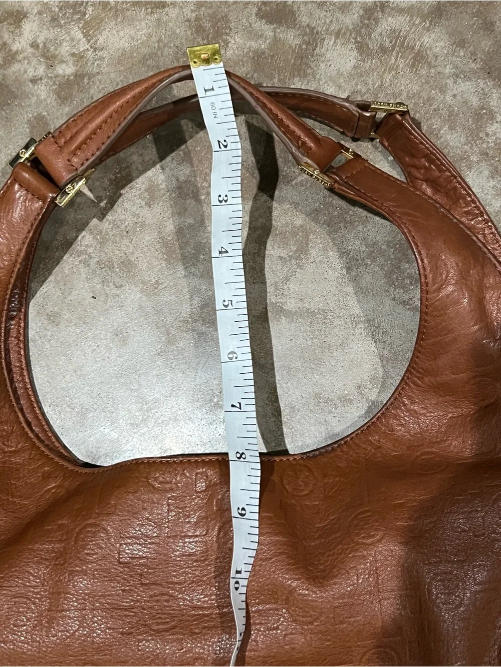Tory Burch Embossed Brown Leather Hobo Satchel